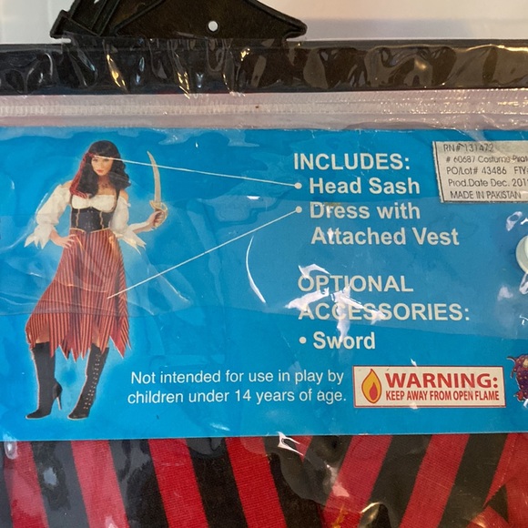 Forum Novelties Women’s pirate maiden red and black stripe costume - one size - Picture 4 of 6